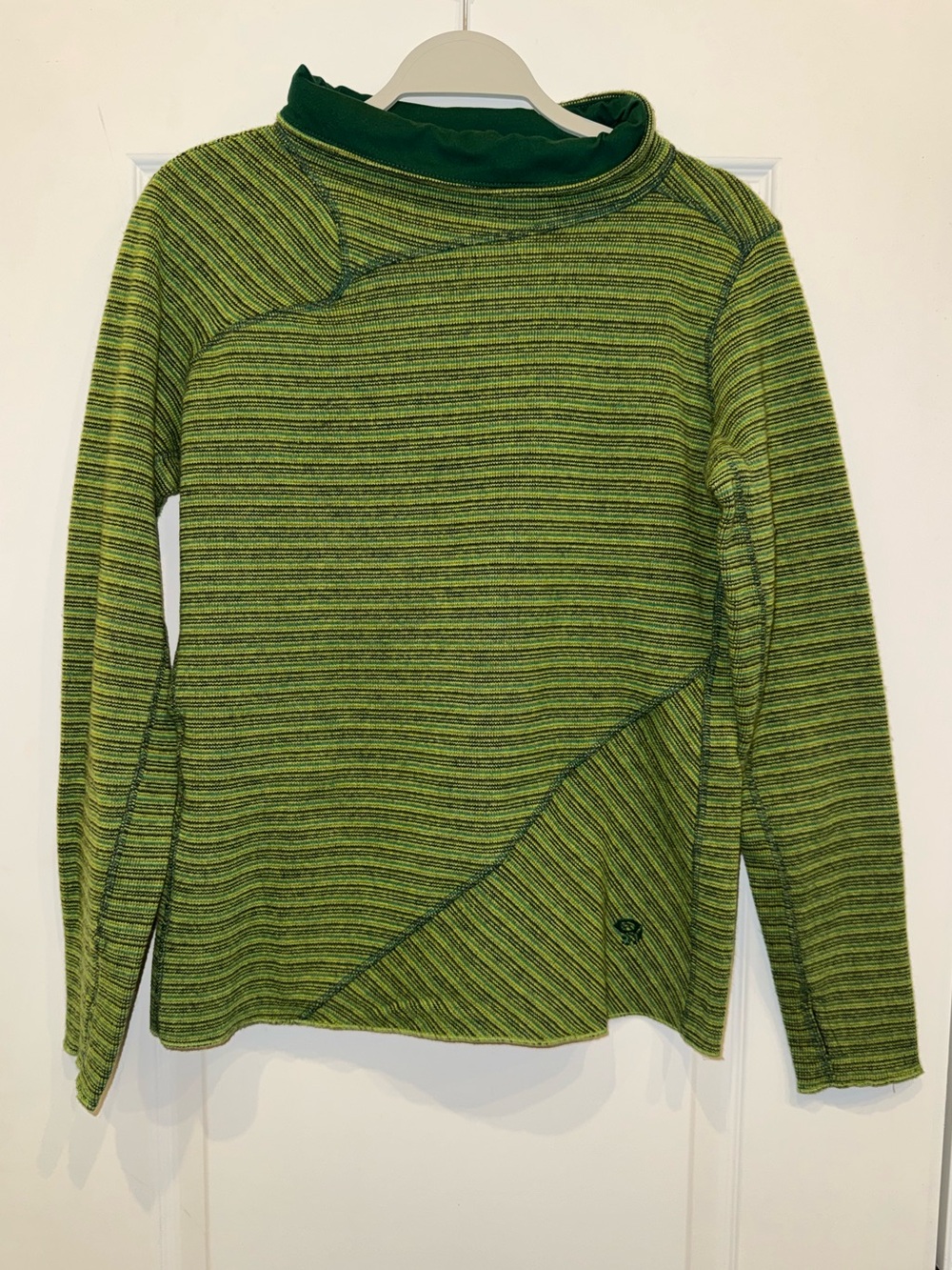 Mountain Hard Wear Green Striped Cozy Pullover Sweater Wool Blend